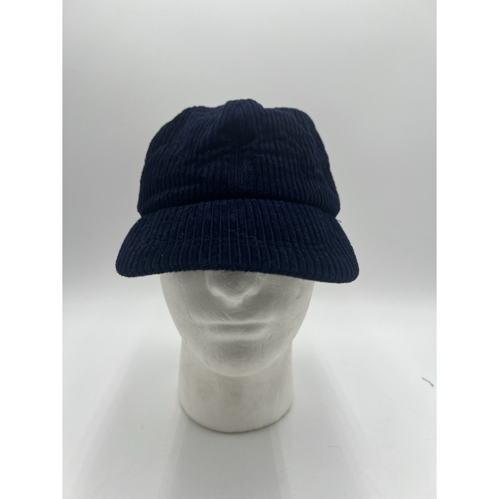 Vintage Navy Blue Corduroy Adjustable Strapback Hat Cap Cotton